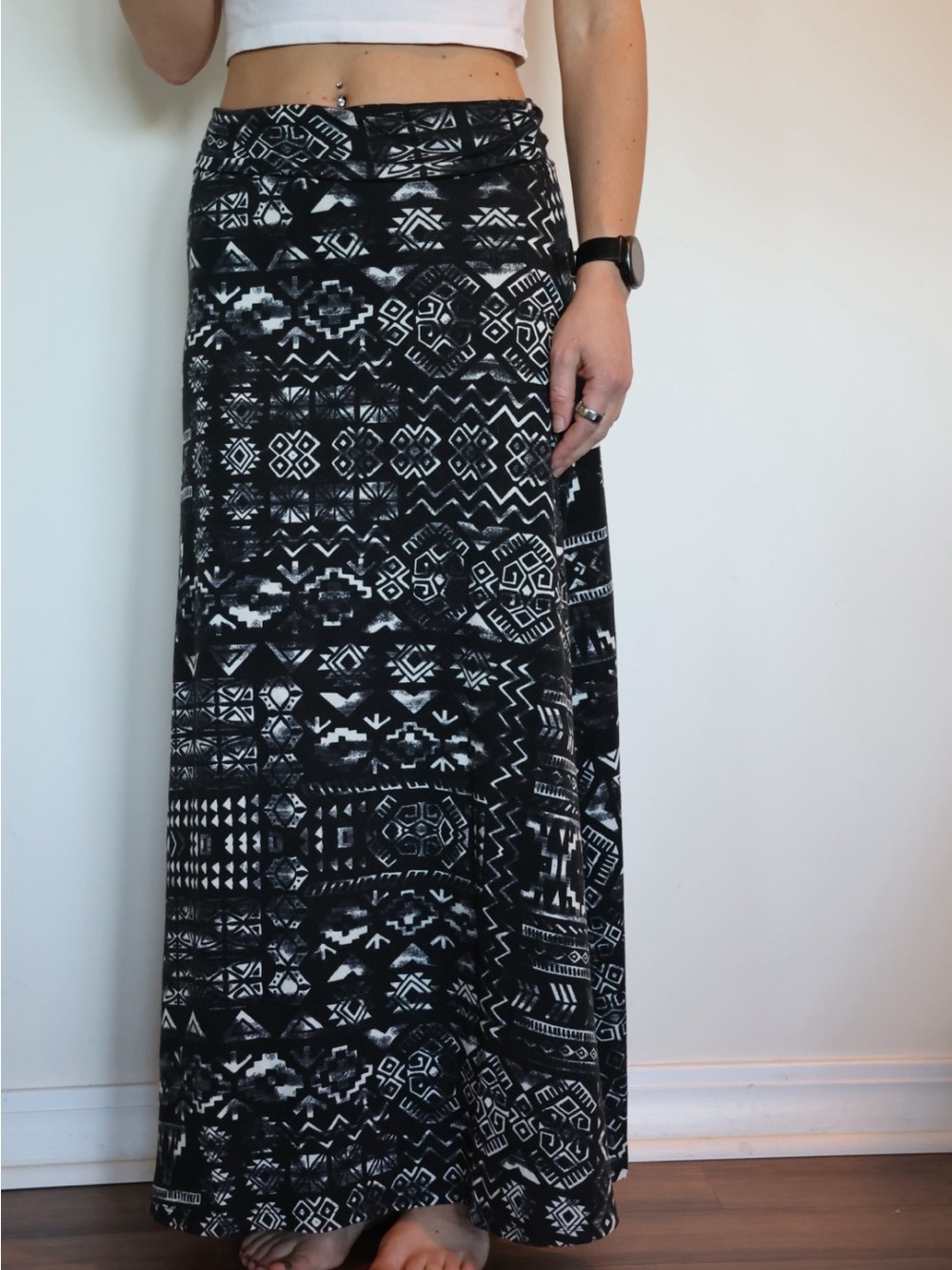 Mossimo Supply Co. Black & White Aztec Maxi Skirt